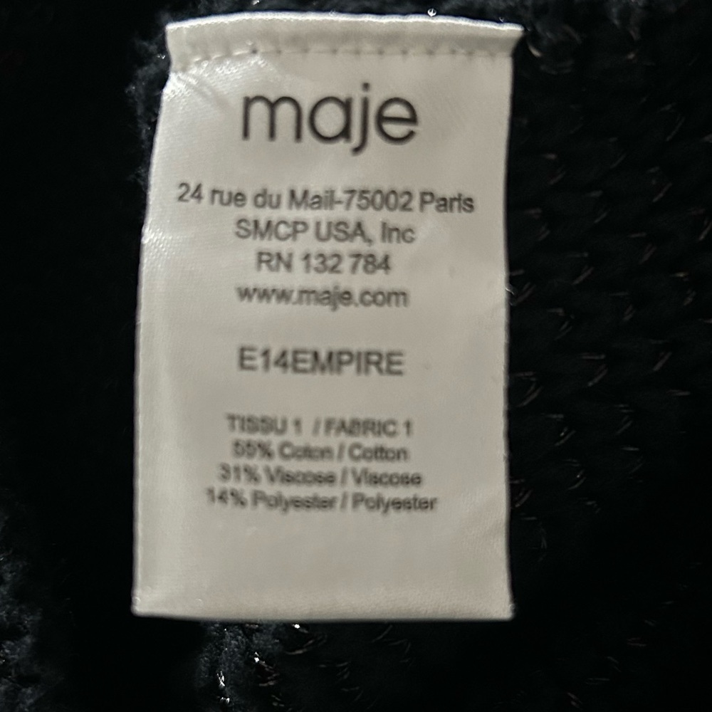 Maje black multi zippered moto inspired fabric jacket size 2 - Picture 15 of 15